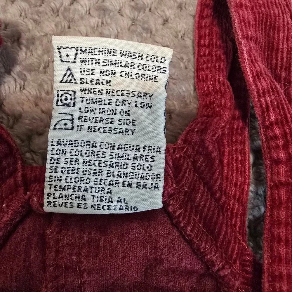 Faded Glory Girls Maroon Corduroy Jumper‎ Dress Embroidered Floral Size 6/6X